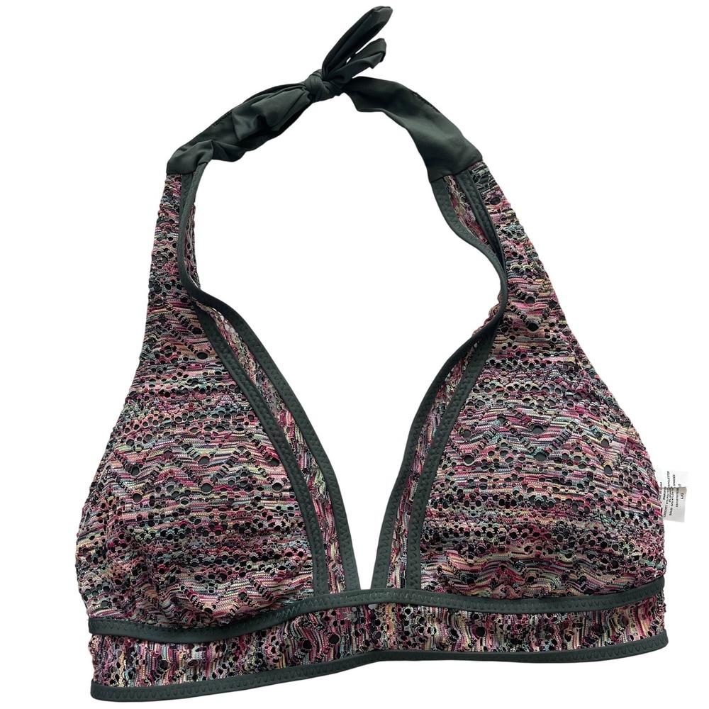 Becca Crochet Halter Bikini Top Brand Label‎ Cut Off Size Large